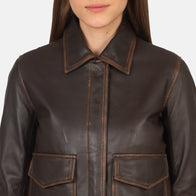 Westa A-2 Brown Leather Bomber Jacket by Dash Racegear - women Jacket view 7