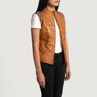 Westina Tan Dye Leather Vest by Dash Racegear - women Jacket view 2