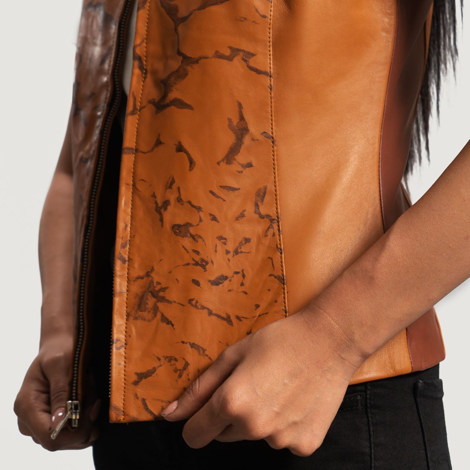 Westina Tan Dye Leather Vest by Dash Racegear - women Jacket view 5