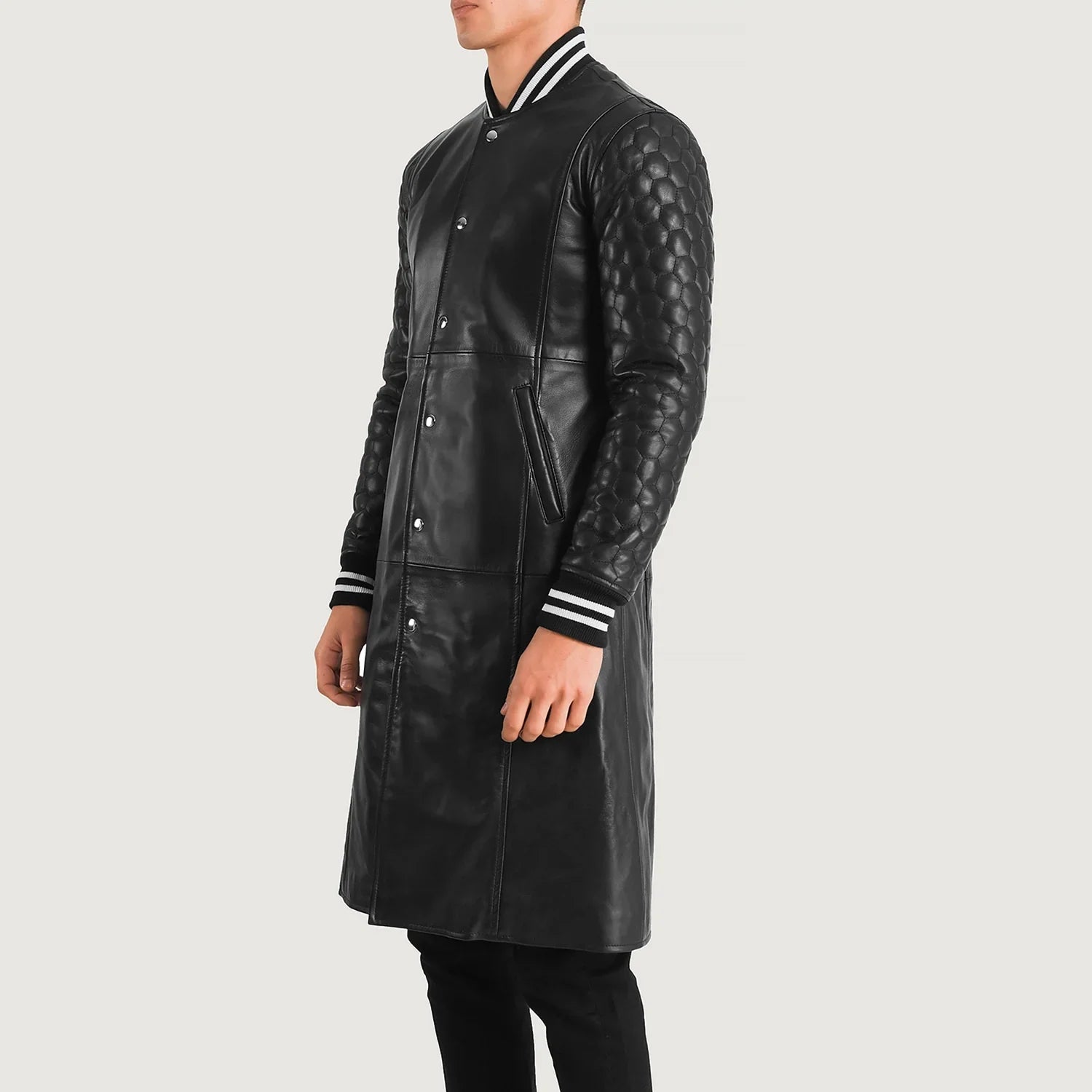 Wilde Black Leather Varsity Coat by Dash Racegear - men Jacket view 2