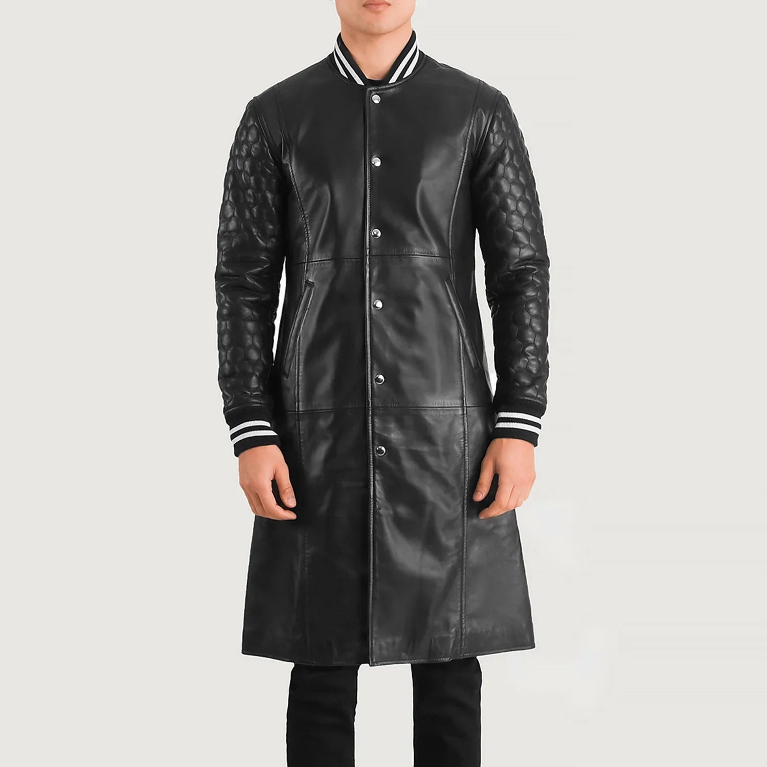 Wilde Black Leather Varsity Coat by Dash Racegear - men Jacket view 4
