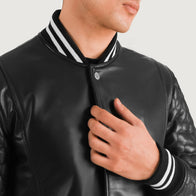 Wilde Black Leather Varsity Coat by Dash Racegear - men Jacket view 6