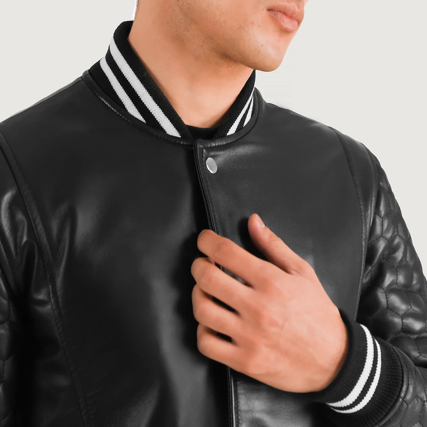 Wilde Black Leather Varsity Coat by Dash Racegear - men Jacket view 6