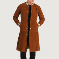 Wilde Brown Suede Varsity Coat by Dash Racegear - men Jacket view 1