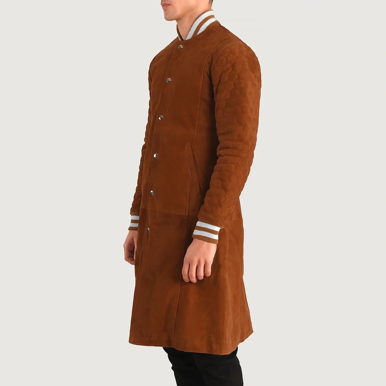 Wilde Brown Suede Varsity Coat by Dash Racegear - men Jacket view 2