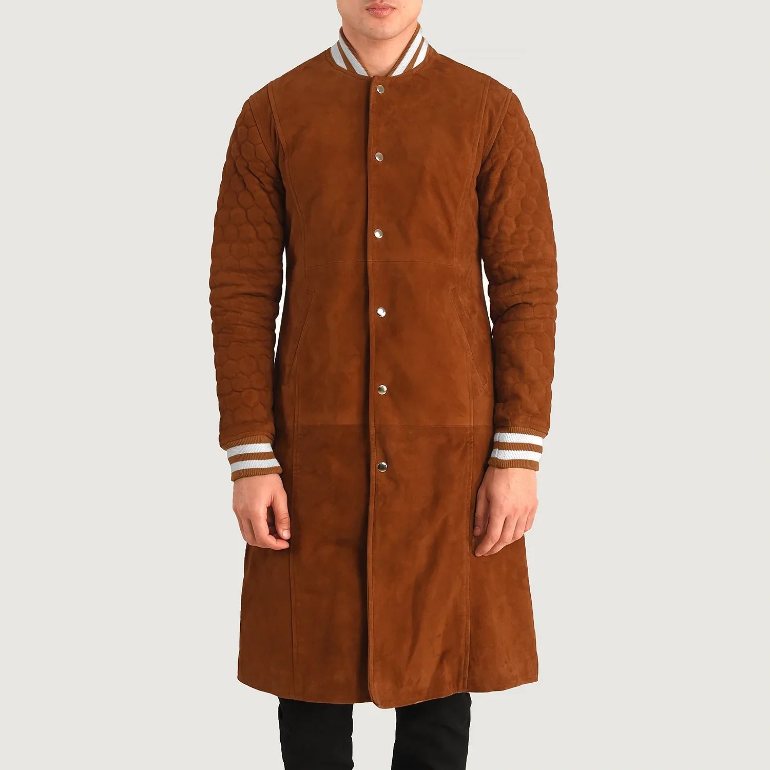Wilde Brown Suede Varsity Coat by Dash Racegear - men Jacket view 4