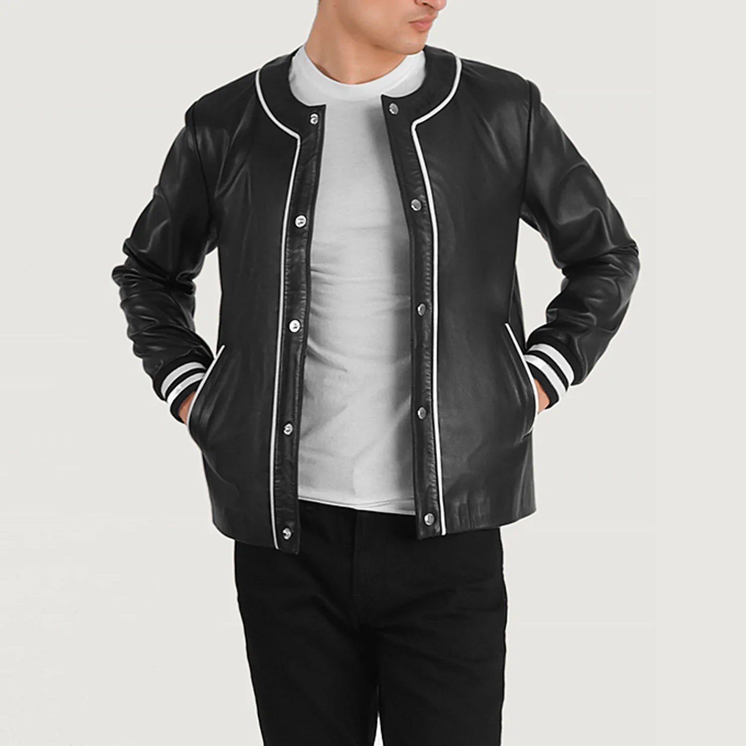 Willis Black Leather Varsity Jacket by Dash Racegear - men Jacket view 1