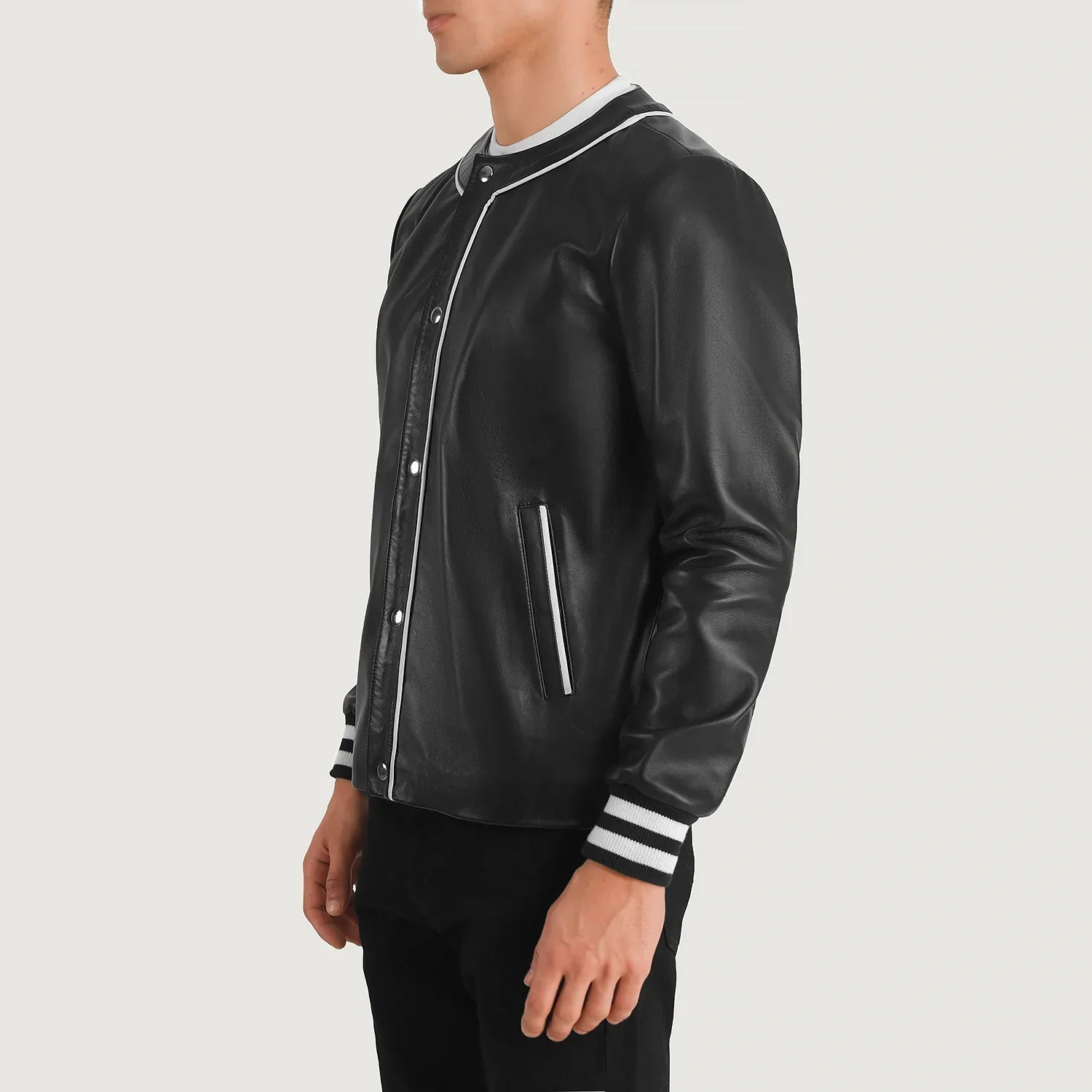 Willis Black Leather Varsity Jacket by Dash Racegear - men Jacket view 2