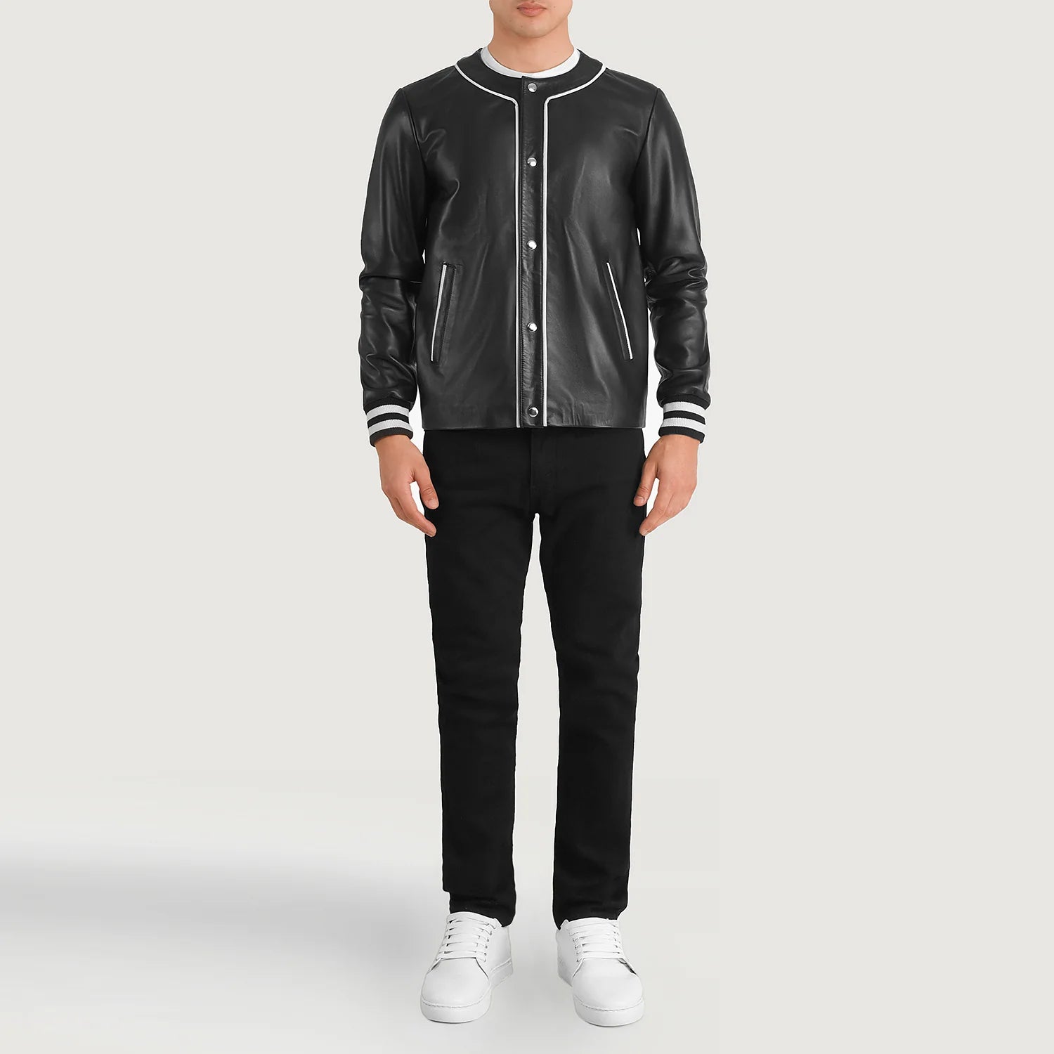Willis Black Leather Varsity Jacket by Dash Racegear - men Jacket view 3