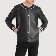 Willis Black Leather Varsity Jacket by Dash Racegear - men Jacket view 4
