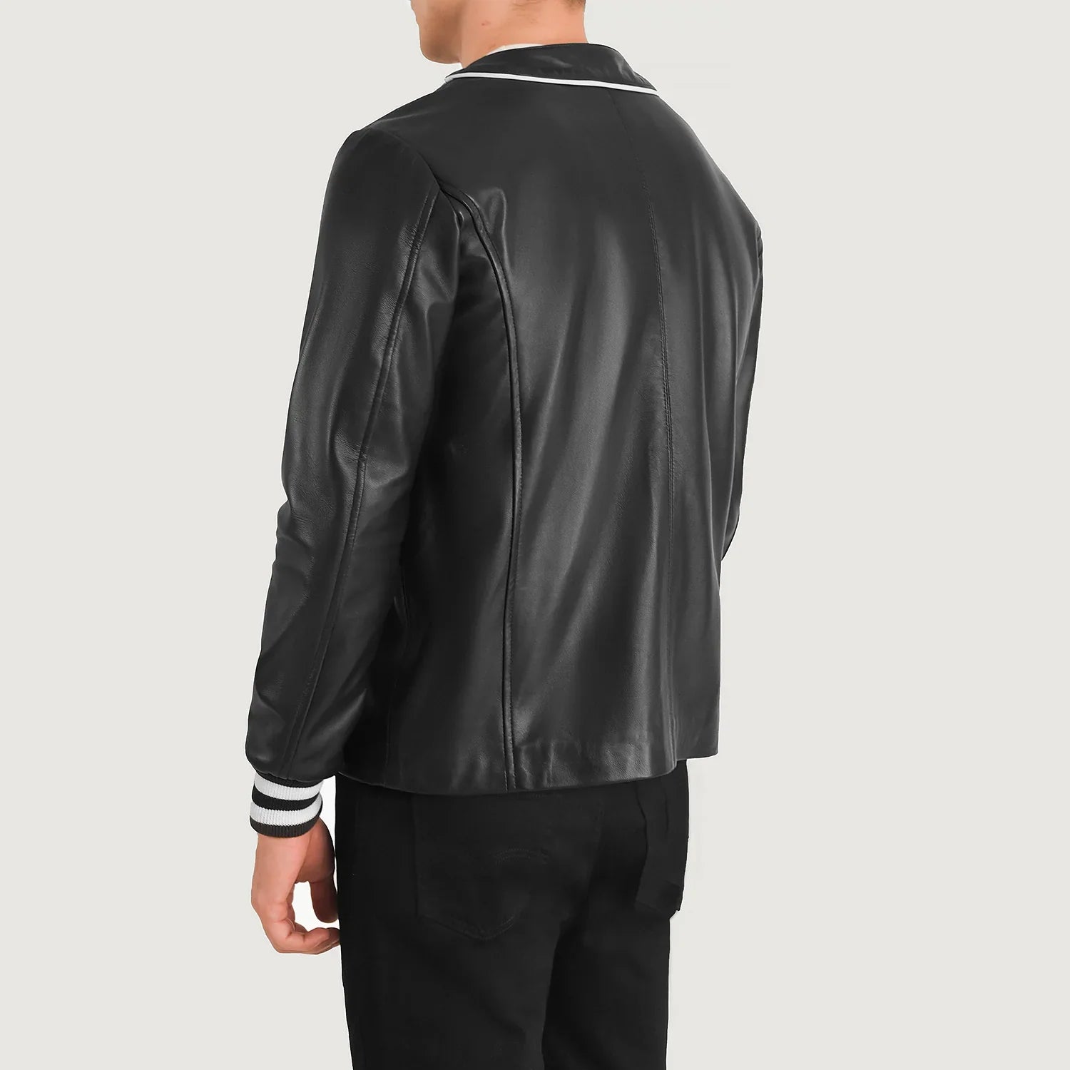 Willis Black Leather Varsity Jacket by Dash Racegear - men Jacket view 5