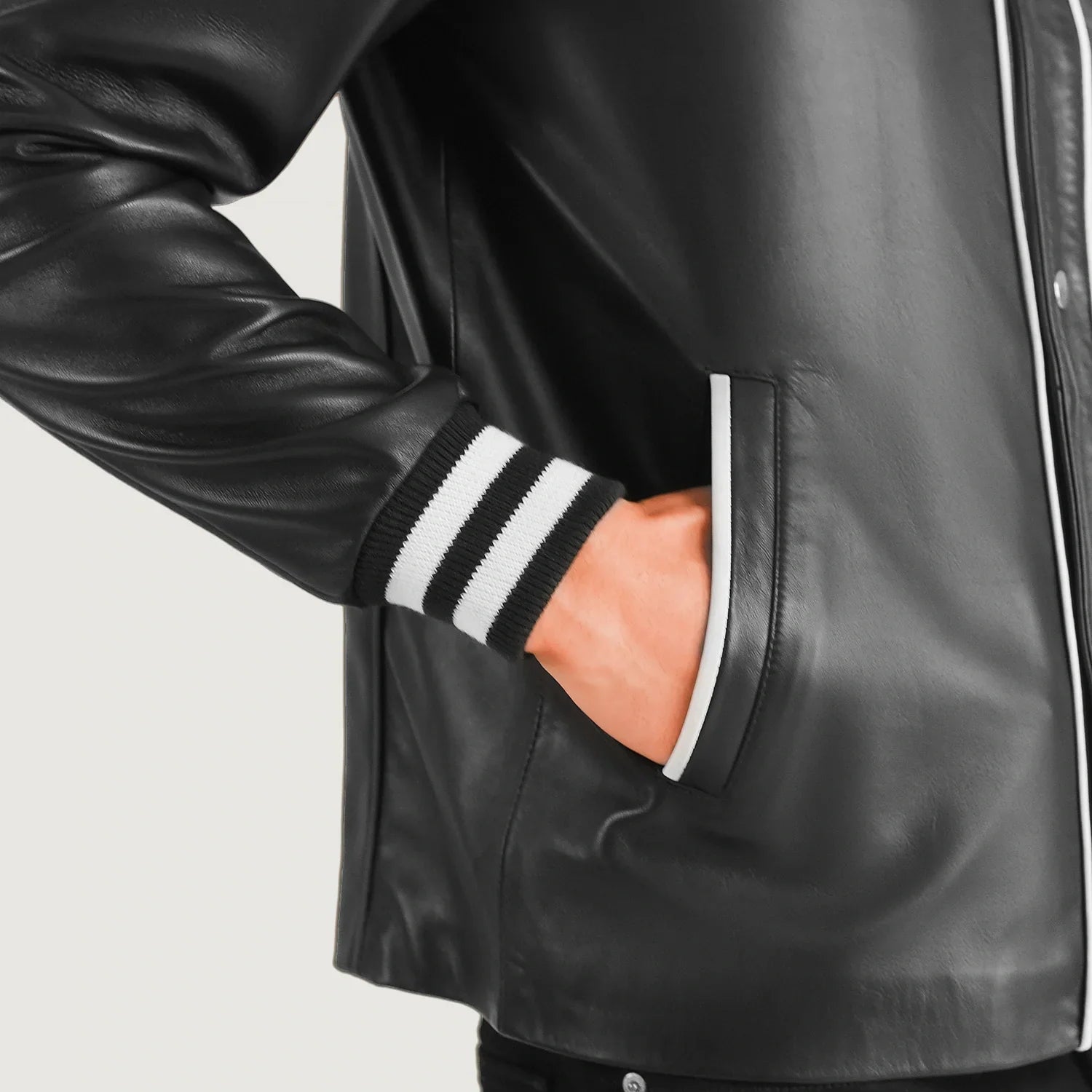 Willis Black Leather Varsity Jacket by Dash Racegear - men Jacket view 6