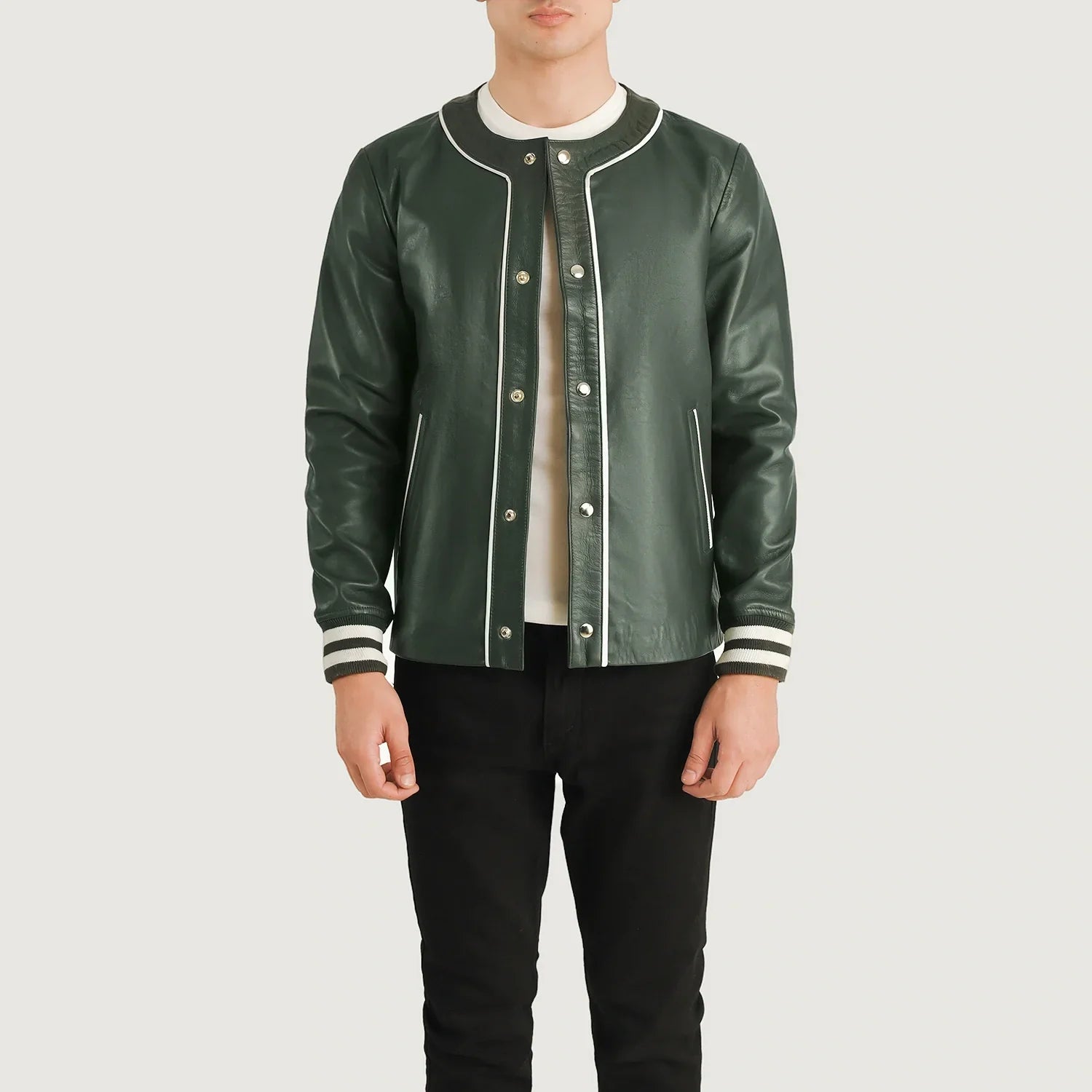 Willis Green Leather Varsity Jacket by Dash Racegear - men Jacket view 1
