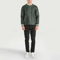 Willis Green Leather Varsity Jacket by Dash Racegear - men Jacket view 3