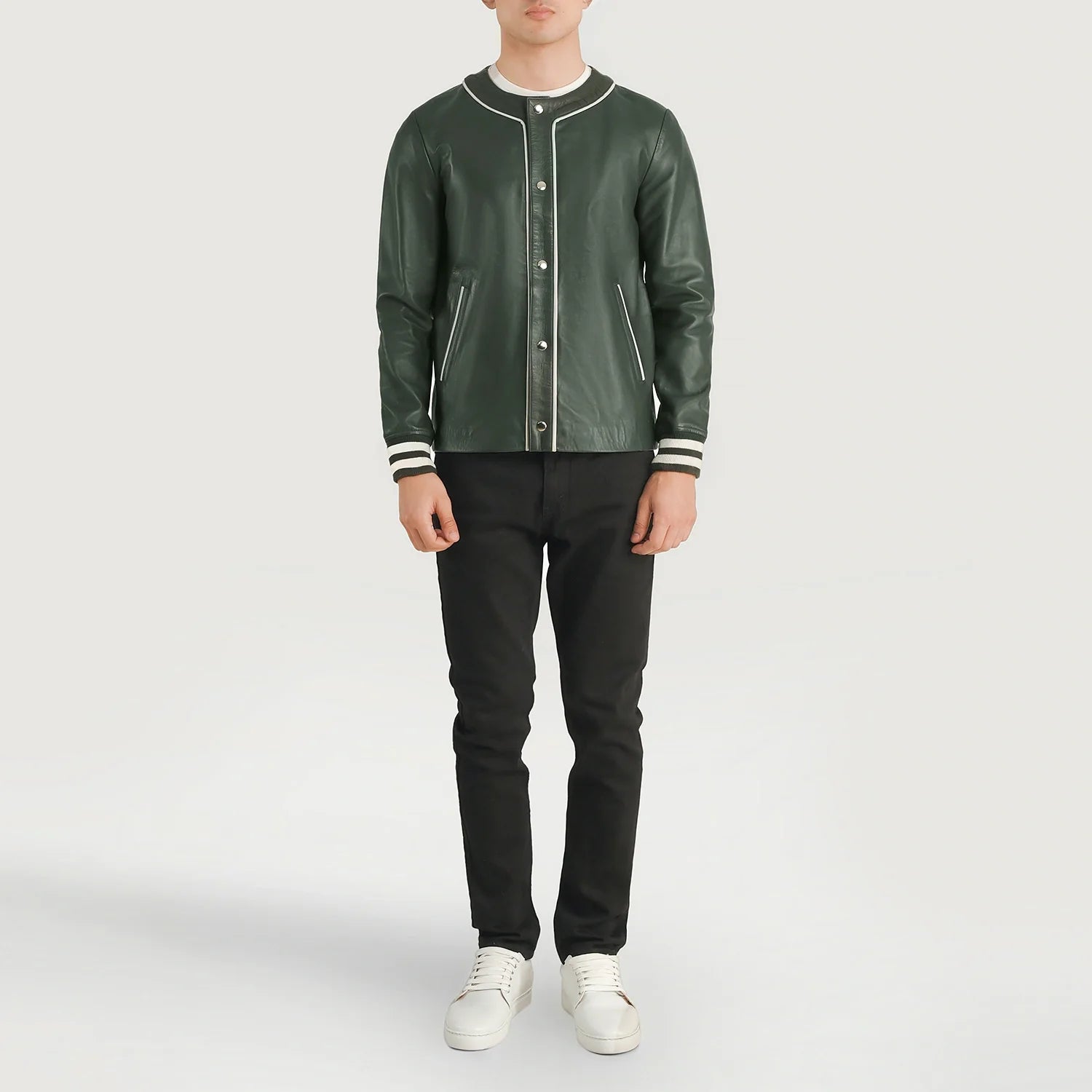 Willis Green Leather Varsity Jacket by Dash Racegear - men Jacket view 3