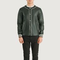 Willis Green Leather Varsity Jacket by Dash Racegear - men Jacket view 4