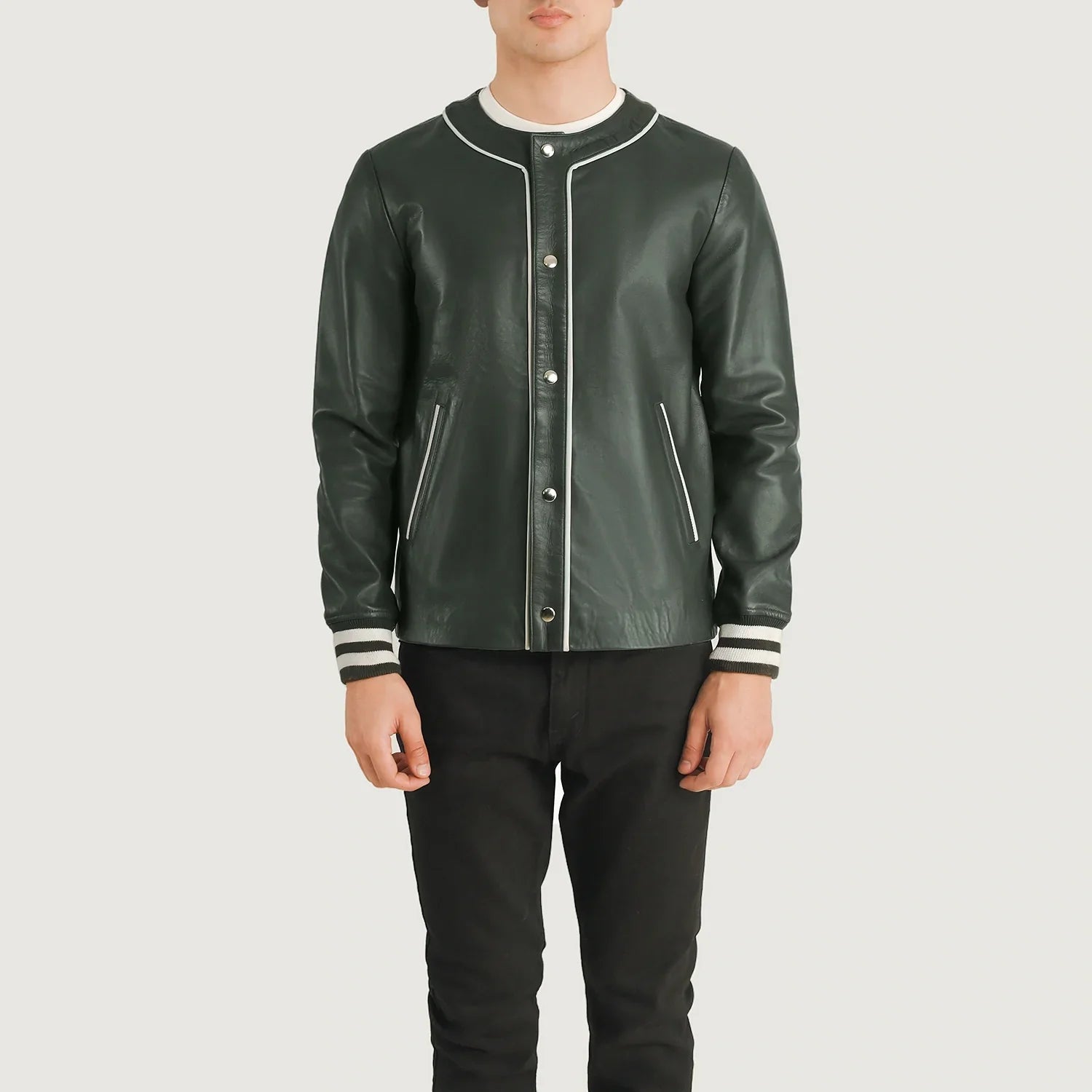 Willis Green Leather Varsity Jacket by Dash Racegear - men Jacket view 4