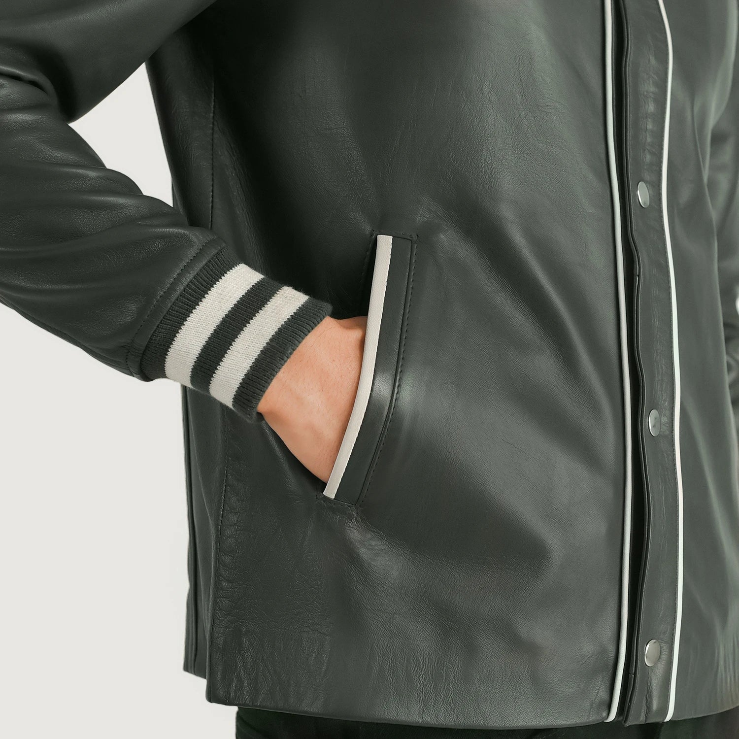 Willis Green Leather Varsity Jacket by Dash Racegear - men Jacket view 6