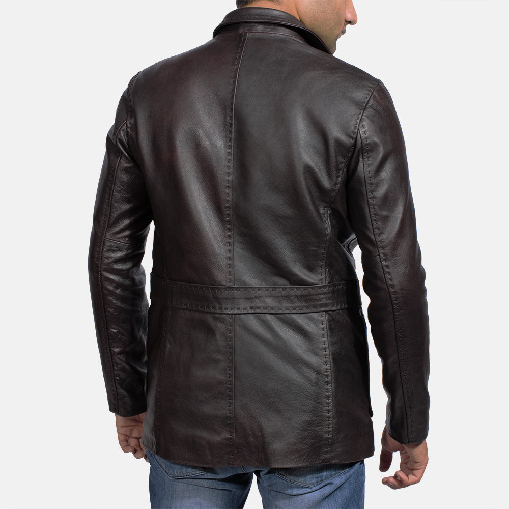 Wine Black Leather Blazer by Dash Racegear - men Jacket view 3