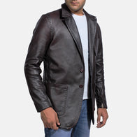 Wine Black Leather Blazer by Dash Racegear - men Jacket view 4