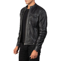 Youngster Black Leather Biker Jacket by Dash Racegear - men Jacket view 2