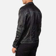 Youngster Black Leather Biker Jacket by Dash Racegear - men Jacket view 5