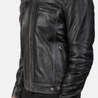 Youngster Black Leather Biker Jacket by Dash Racegear - men Jacket view 6