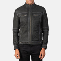 Youngster Distressed Black Leather Jacket by Dash Racegear - men Jacket view 3