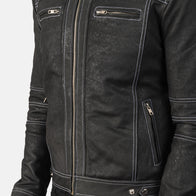 Youngster Distressed Black Leather Jacket by Dash Racegear - men Jacket view 6