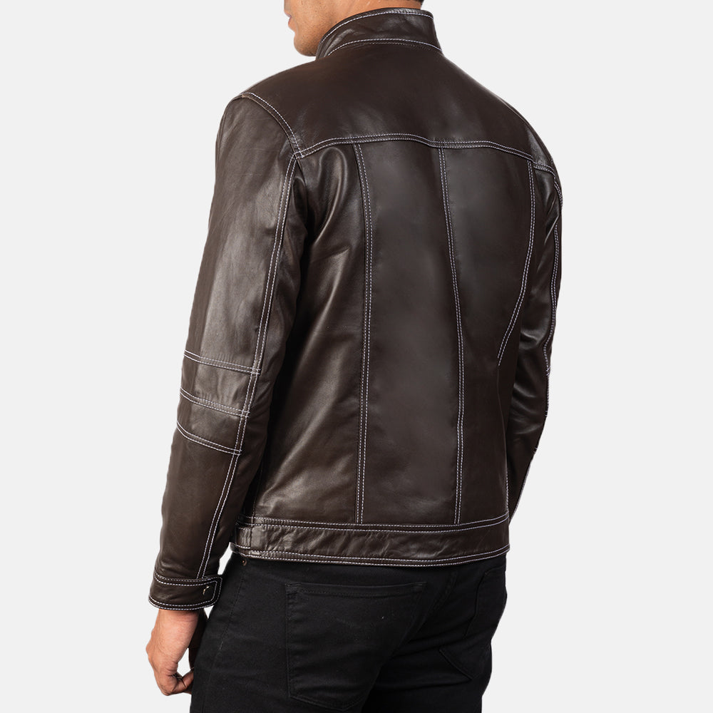 Youngster Brown Leather Biker Jacket by Dash Racegear - men Jacket view 5