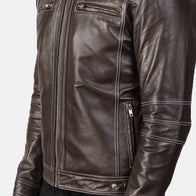 Youngster Brown Leather Biker Jacket by Dash Racegear - men Jacket view 6