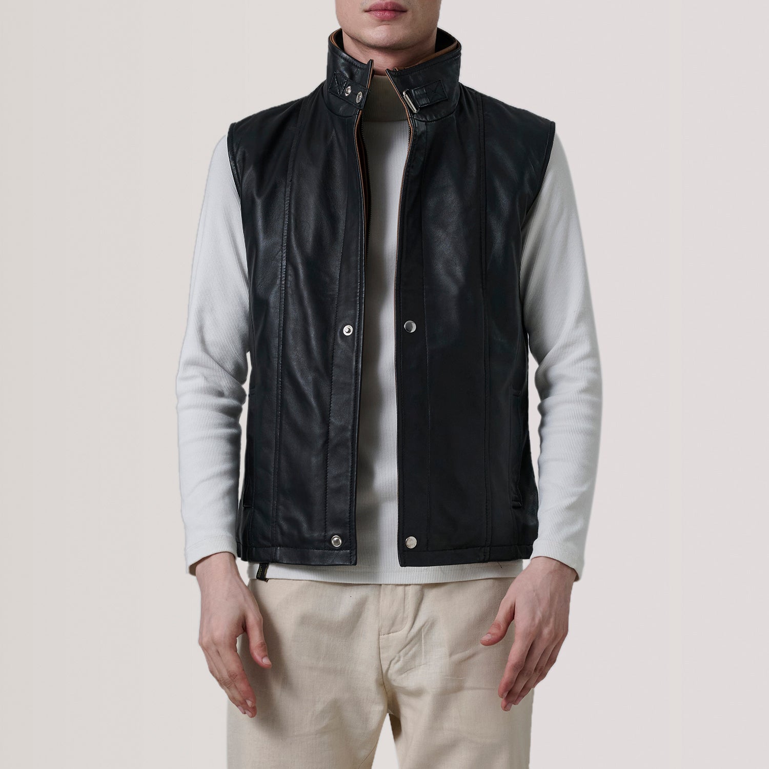 Zane Black Leather Vest by Dash Racegear - men Jacket view 1
