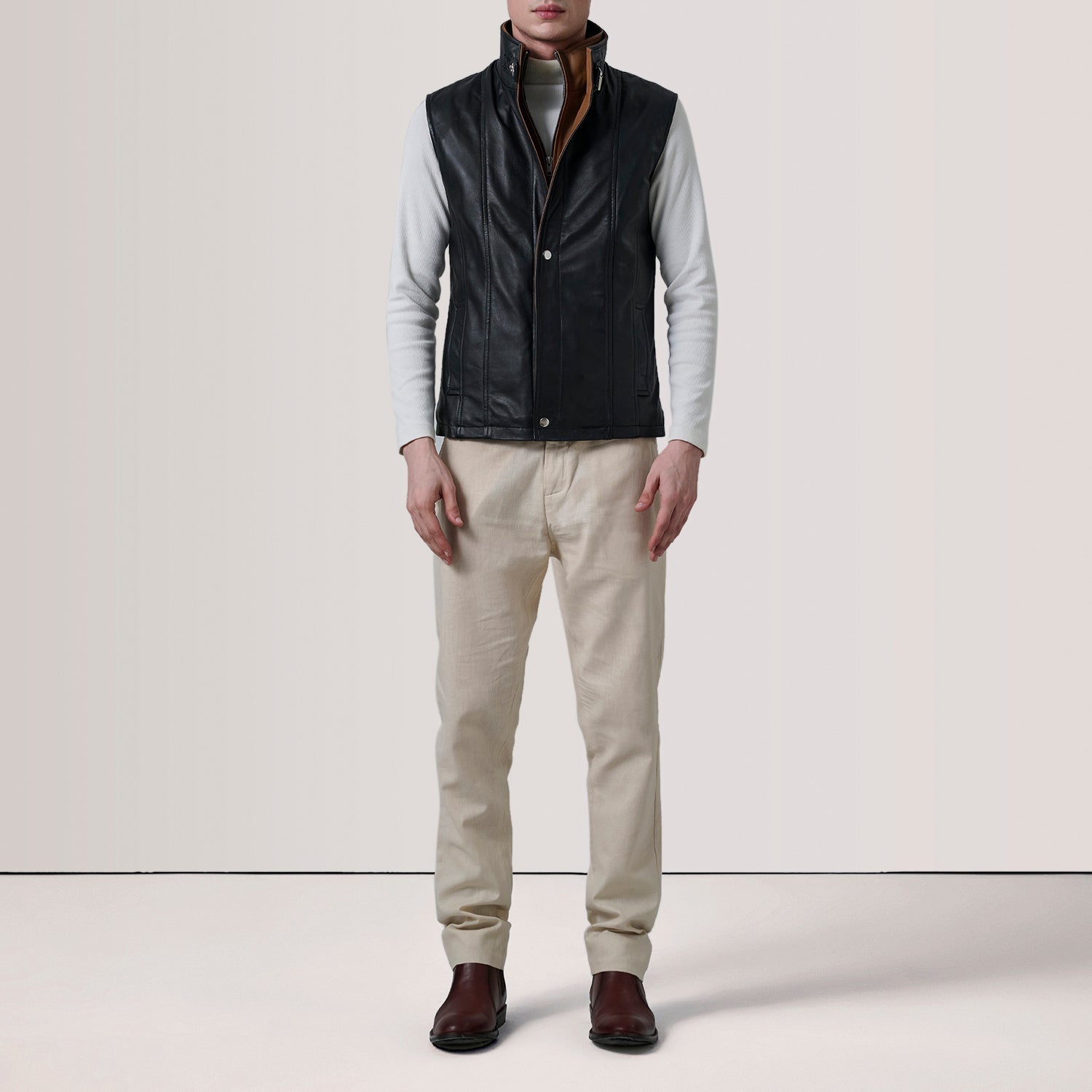 Zane Black Leather Vest by Dash Racegear - men Jacket view 2