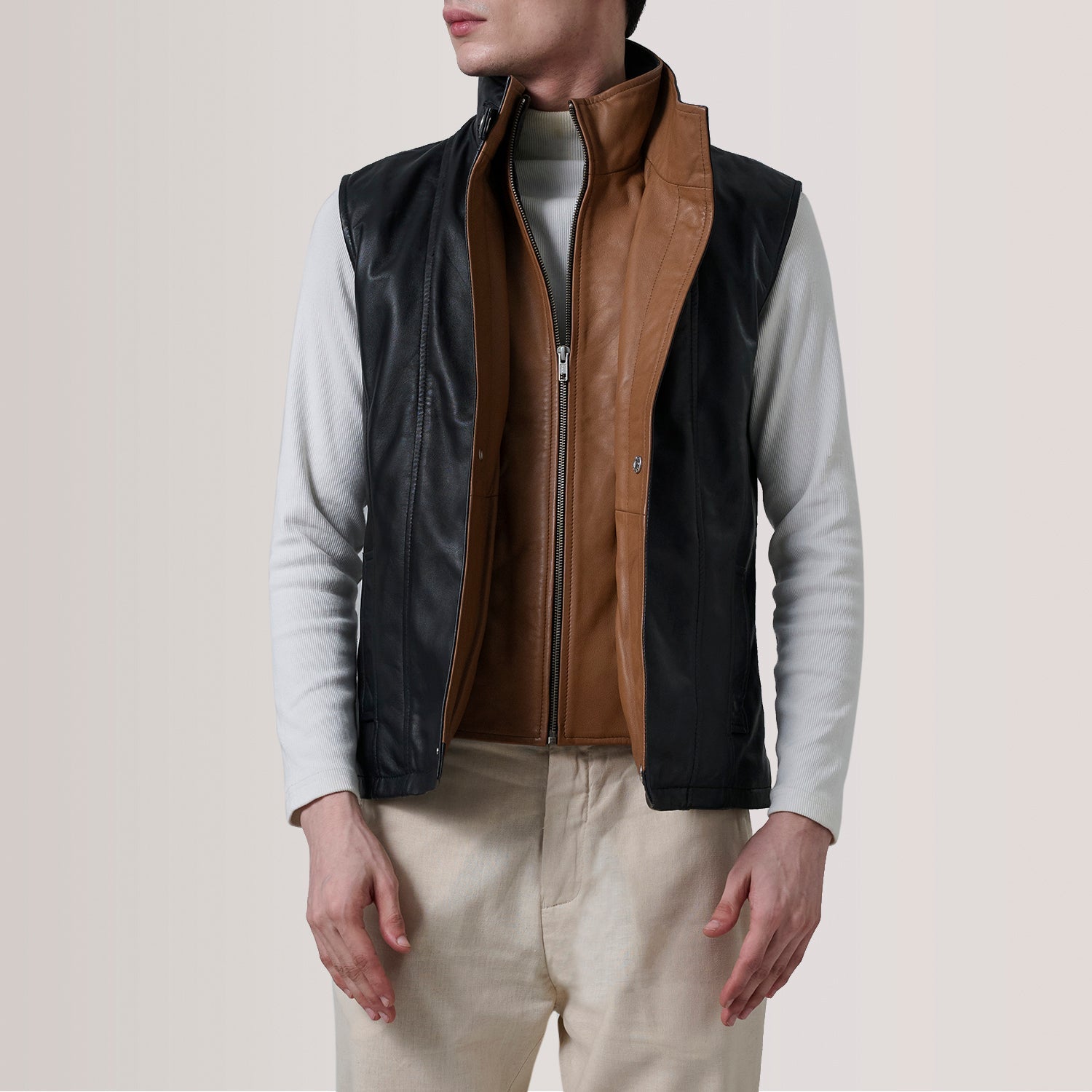 Zane Black Leather Vest by Dash Racegear - men Jacket view 5