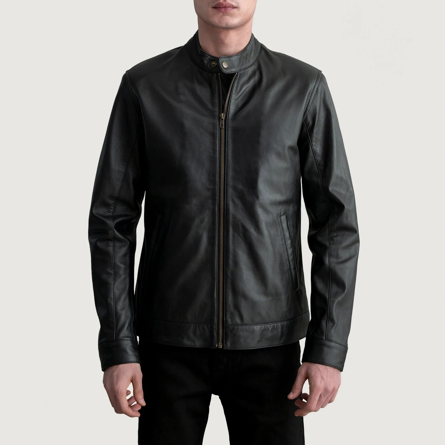 Zen Black Leather Biker Jacket by Dash Racegear - men Jacket view 1
