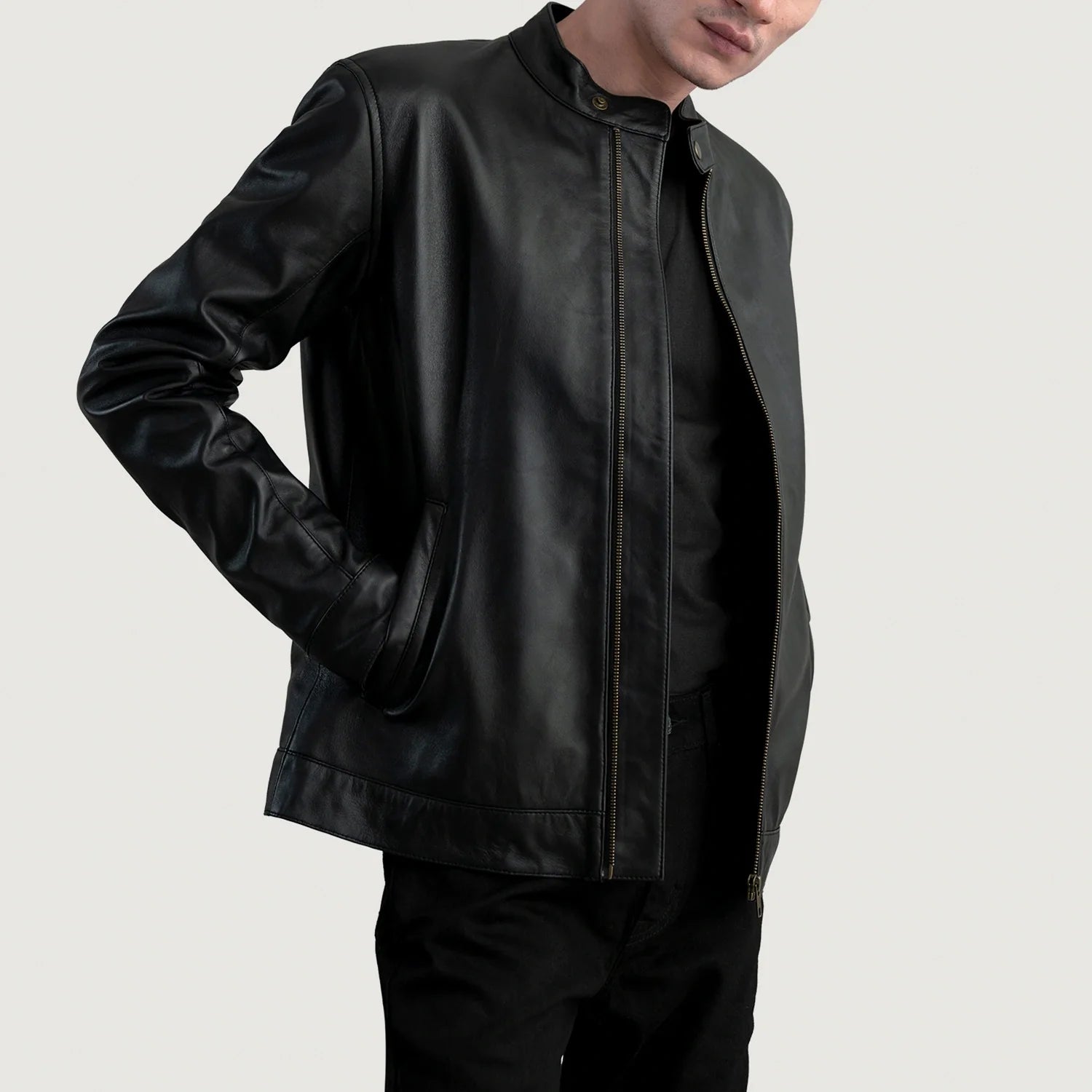 Zen Black Leather Biker Jacket by Dash Racegear - men Jacket view 3