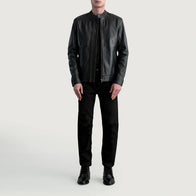 Zen Black Leather Biker Jacket by Dash Racegear - men Jacket view 4
