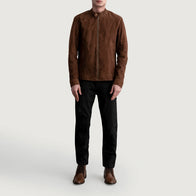 Zen Brown Suede Biker Jacket by Dash Racegear - men Jacket view 4