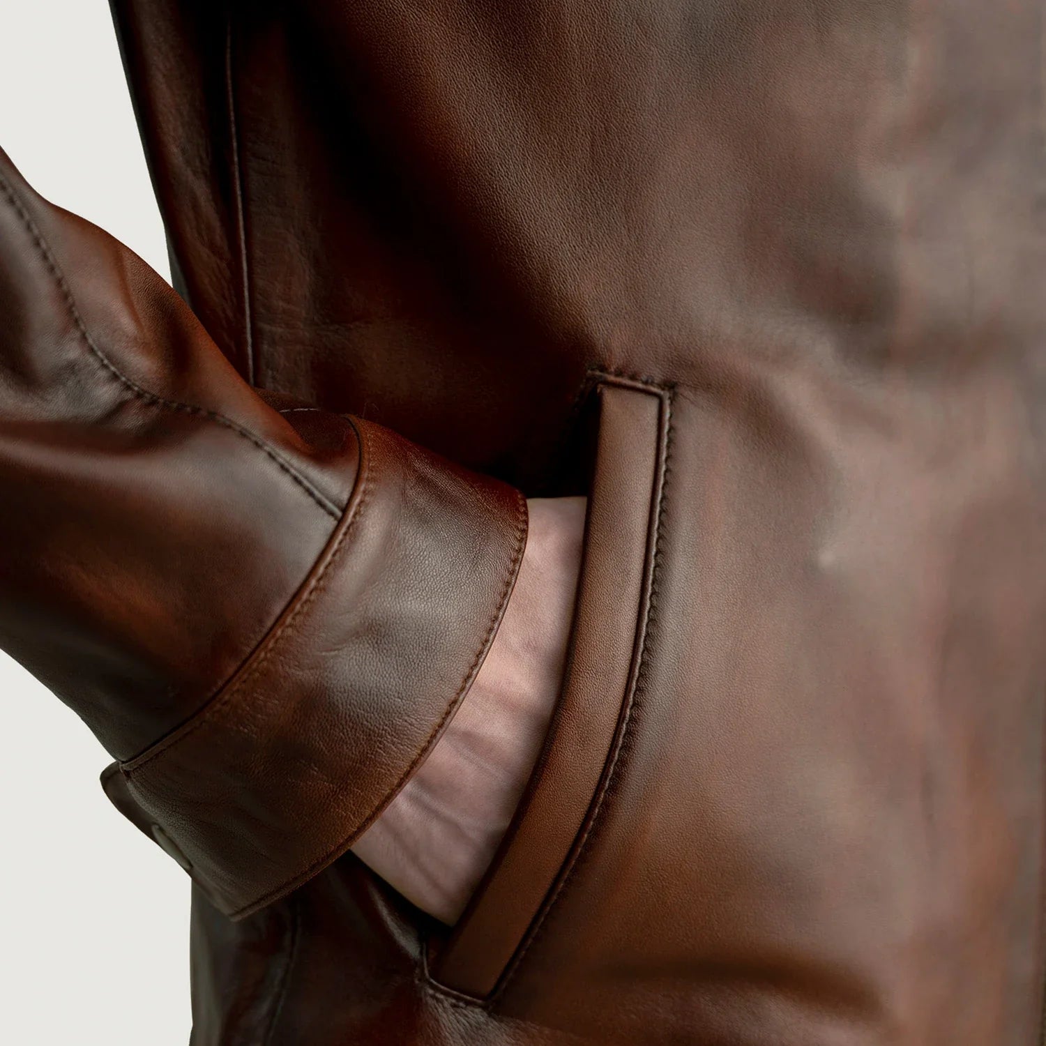 Zen Distressed Brown Leather Biker Jacket by Dash Racegear - men Jacket view 5