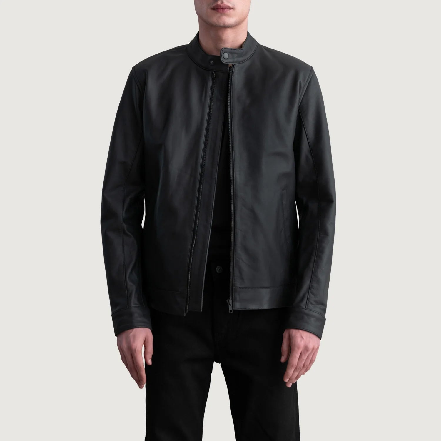 Zen Matte Black Leather Biker Jacket by Dash Racegear - men Jacket view 1