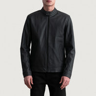 Zen Matte Black Leather Biker Jacket by Dash Racegear - men Jacket view 3