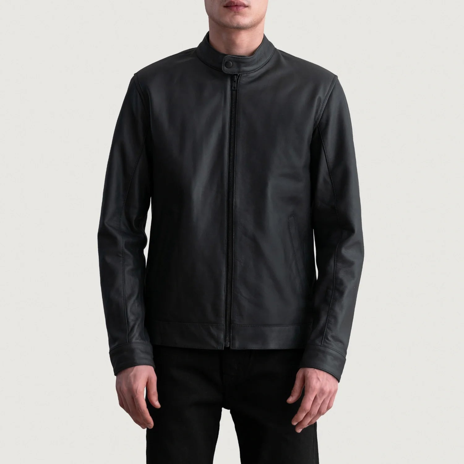 Zen Matte Black Leather Biker Jacket by Dash Racegear - men Jacket view 3