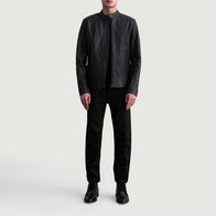 Zen Matte Black Leather Biker Jacket by Dash Racegear - men Jacket view 4