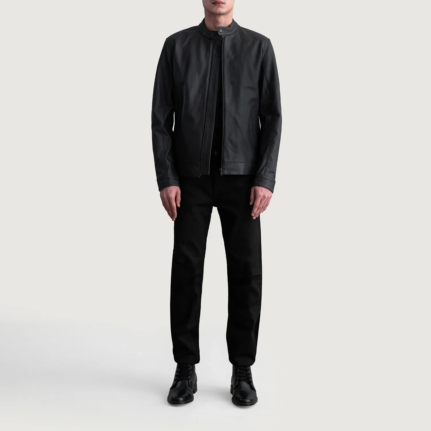 Zen Matte Black Leather Biker Jacket by Dash Racegear - men Jacket view 4