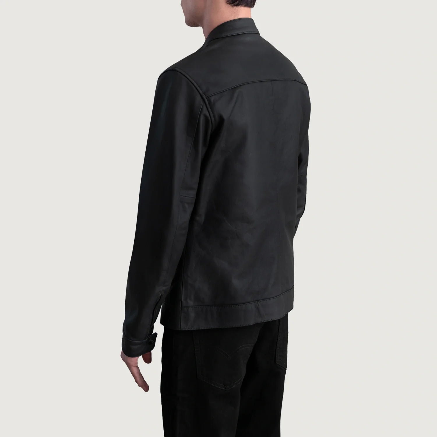 Zen Matte Black Leather Biker Jacket by Dash Racegear - men Jacket view 6