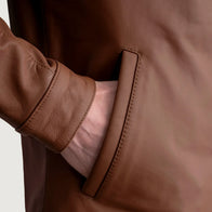 Zen Matte Brown Leather Biker Jacket by Dash Racegear - men Jacket view 5