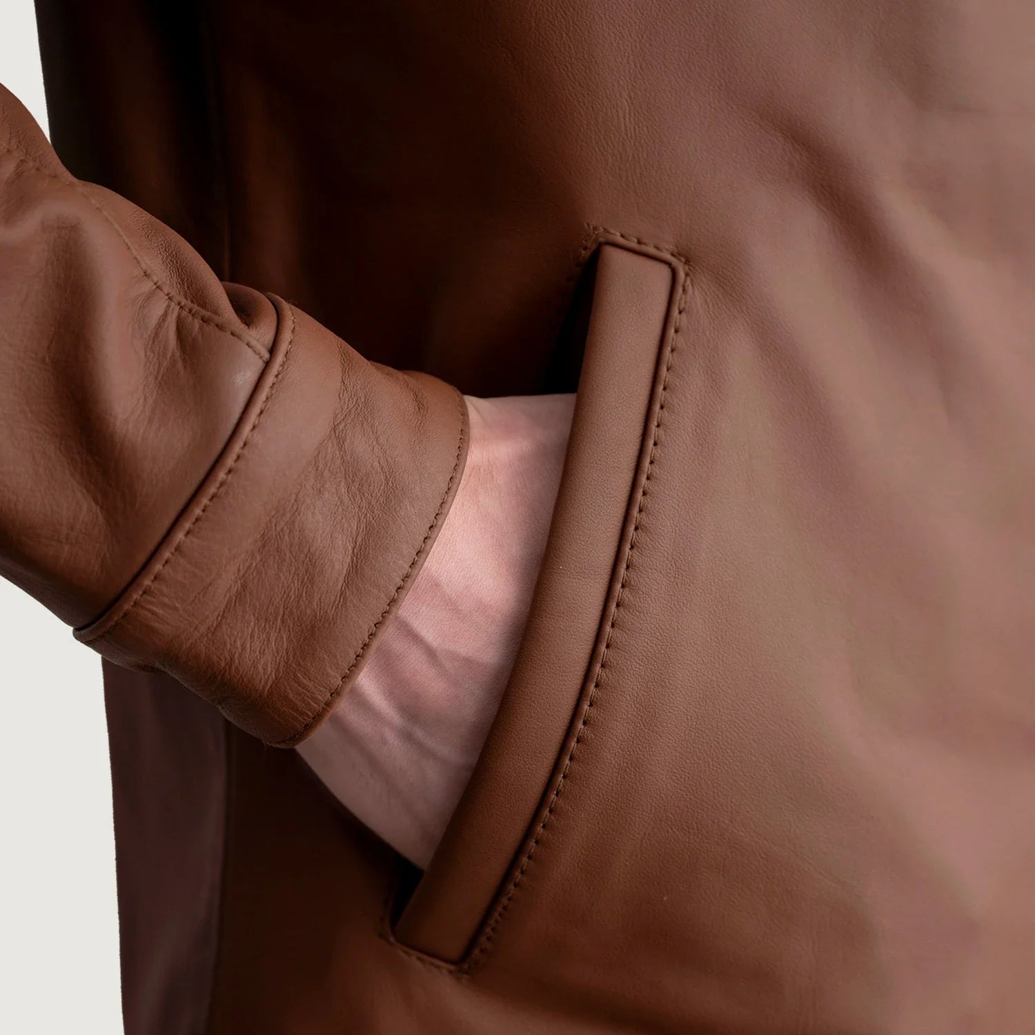 Zen Matte Brown Leather Biker Jacket by Dash Racegear - men Jacket view 5