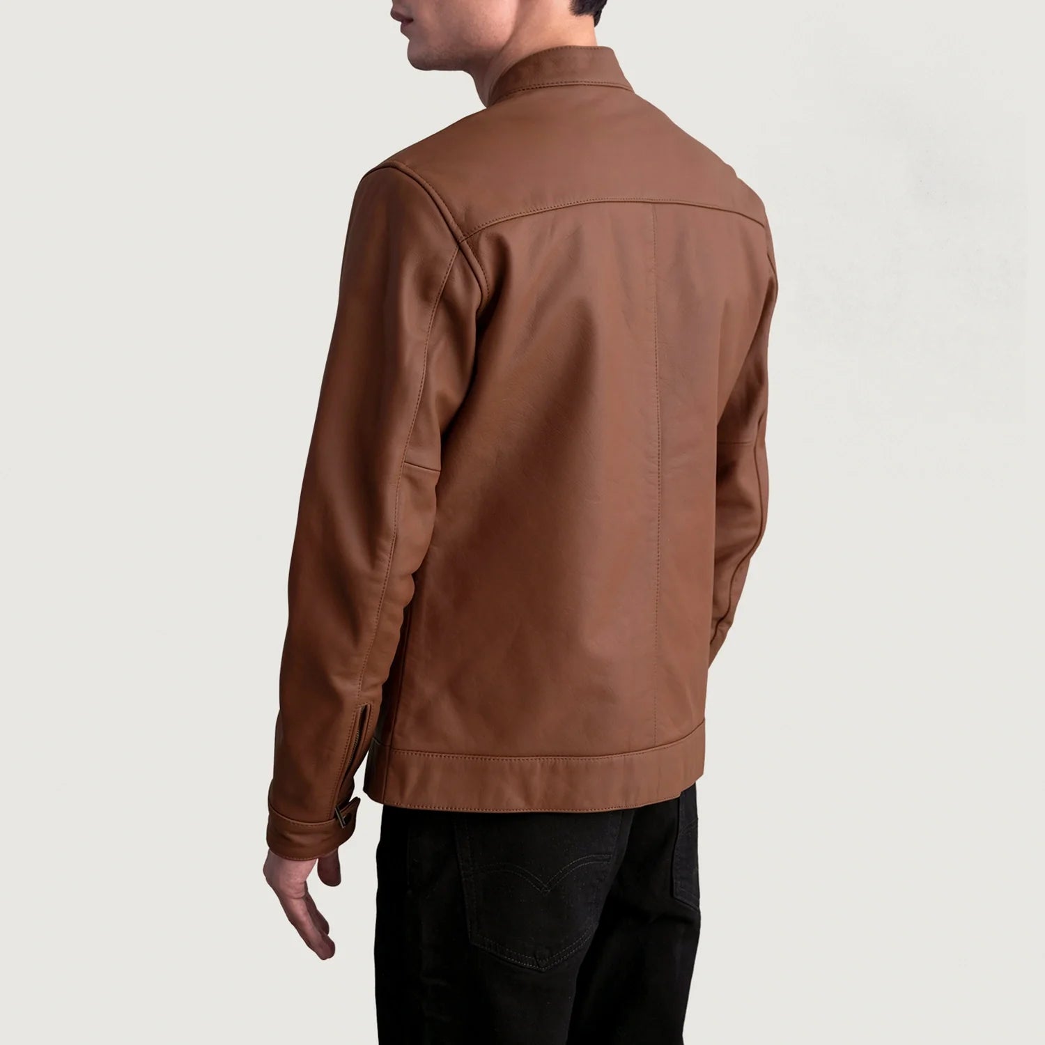 Zen Matte Brown Leather Biker Jacket by Dash Racegear - men Jacket view 6