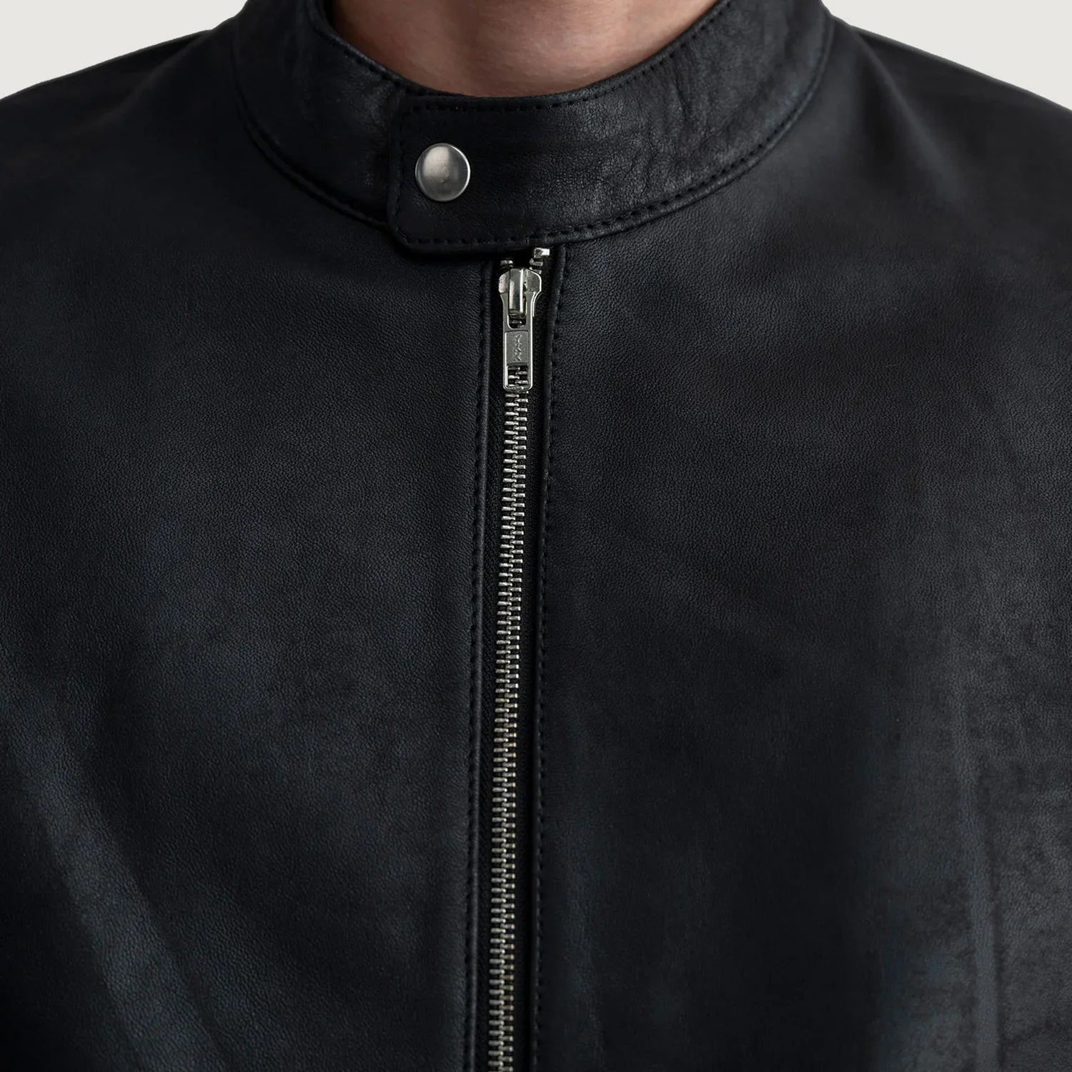 Zen Tumbled Black Leather Biker Jacket by Dash Racegear - men Jacket view 5