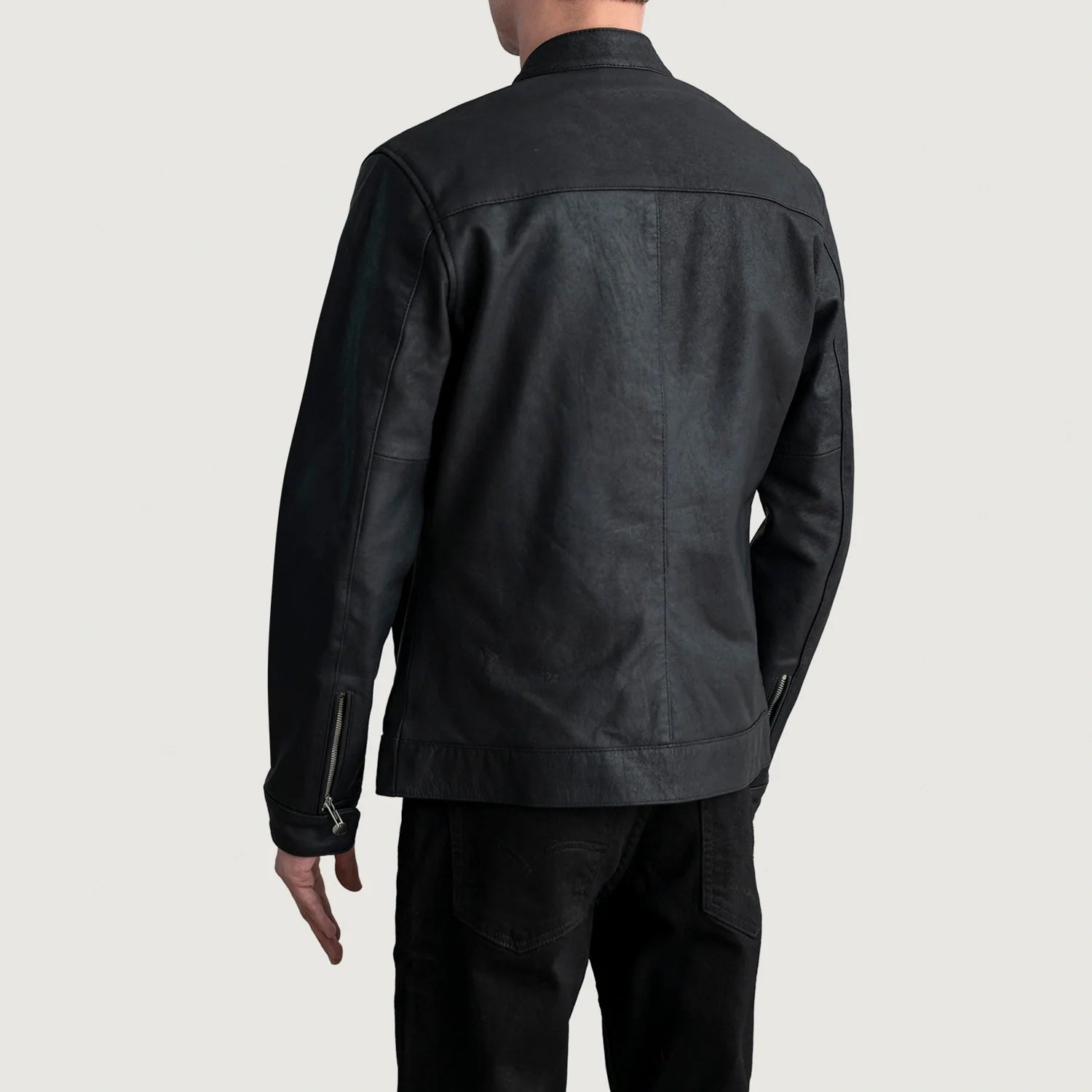 Zen Tumbled Black Leather Biker Jacket by Dash Racegear - men Jacket view 6